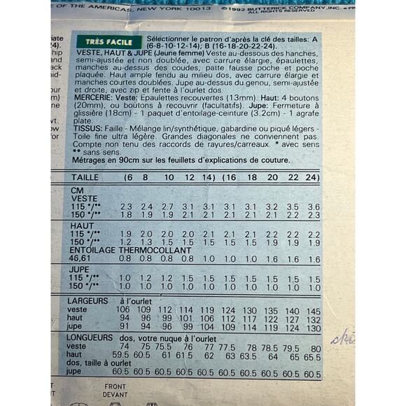 Butterick Sewing pattern 6252 suit blazer straight skirt blouse size 6-14 - Picture 5 of 5